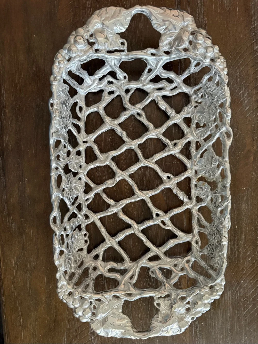 Arthur Court Silver-Tone Openwork Grape & Vine Serving Tray